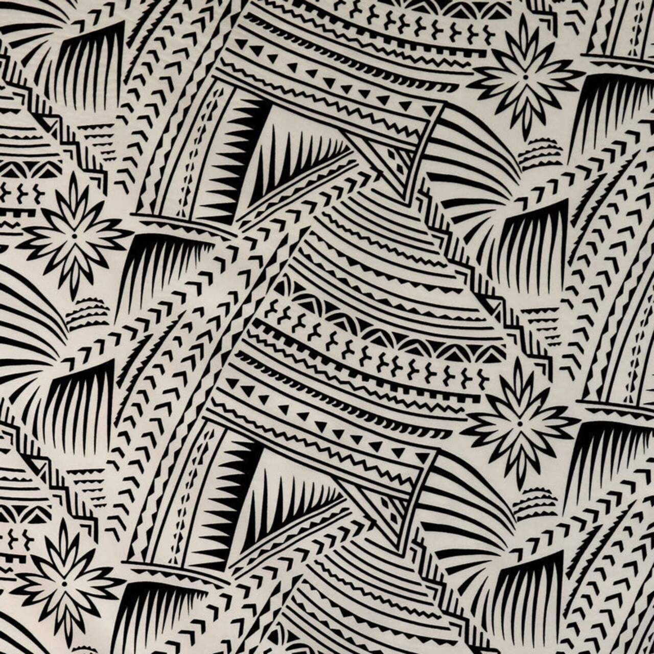 1 Yard Traditional Polynesian Tattoo Flocking Fabric 60 Inch Width